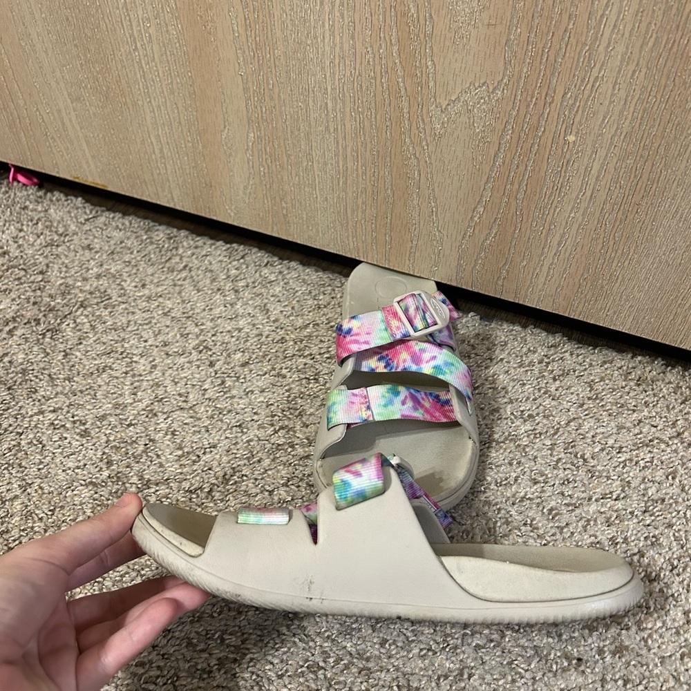 Chaco Chillos Slide Women's Light Tie Dye Pastel Gray Size 8 Outdoor Beach Strap - Picture 4 of 9